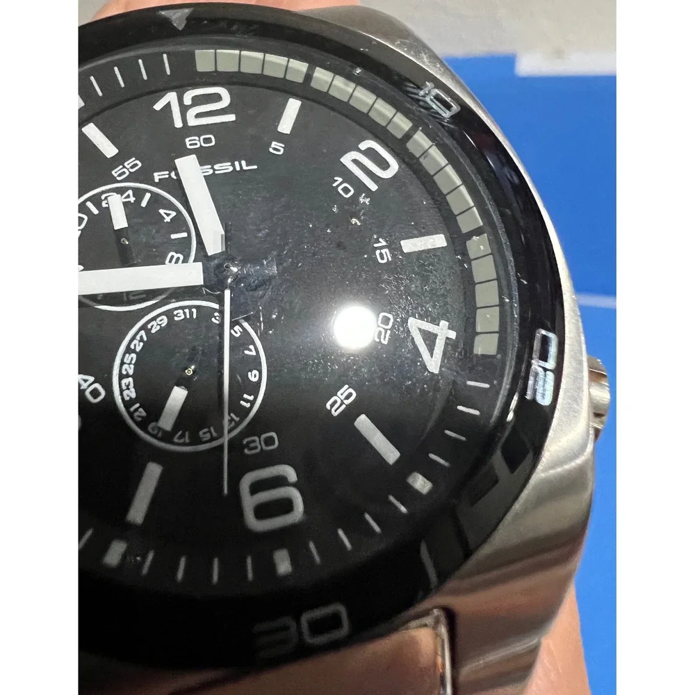Fossil BQ-9352 Mens Watch Black Dial Stainless Steel Chronograph Style 100M